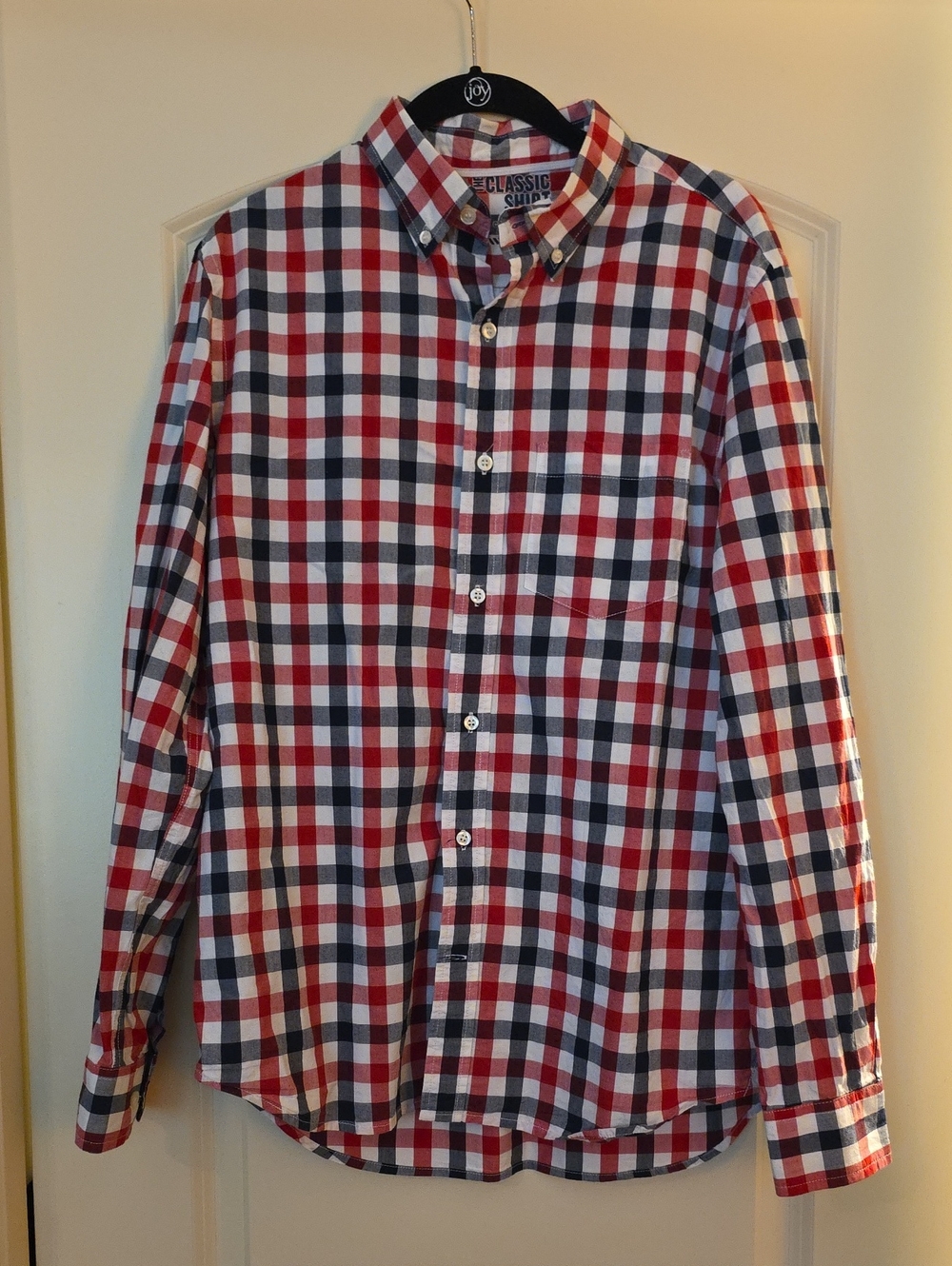 Old Navy Red Navy White Plaid Button-Down Shirt